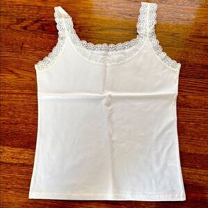 Lace Trim White Tank Top